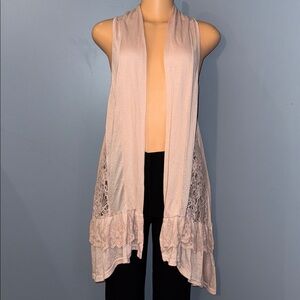 Fourteen and 9th Sleeveless Cardigan With Lace Accents - Size Large